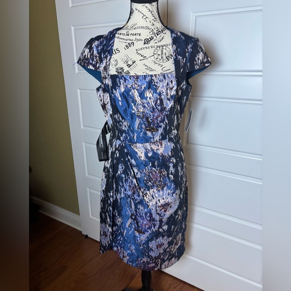 Kay Unger Women’s Sutton Midi Dress Rainforest Metallic Size 8 - Picture 6 of 11